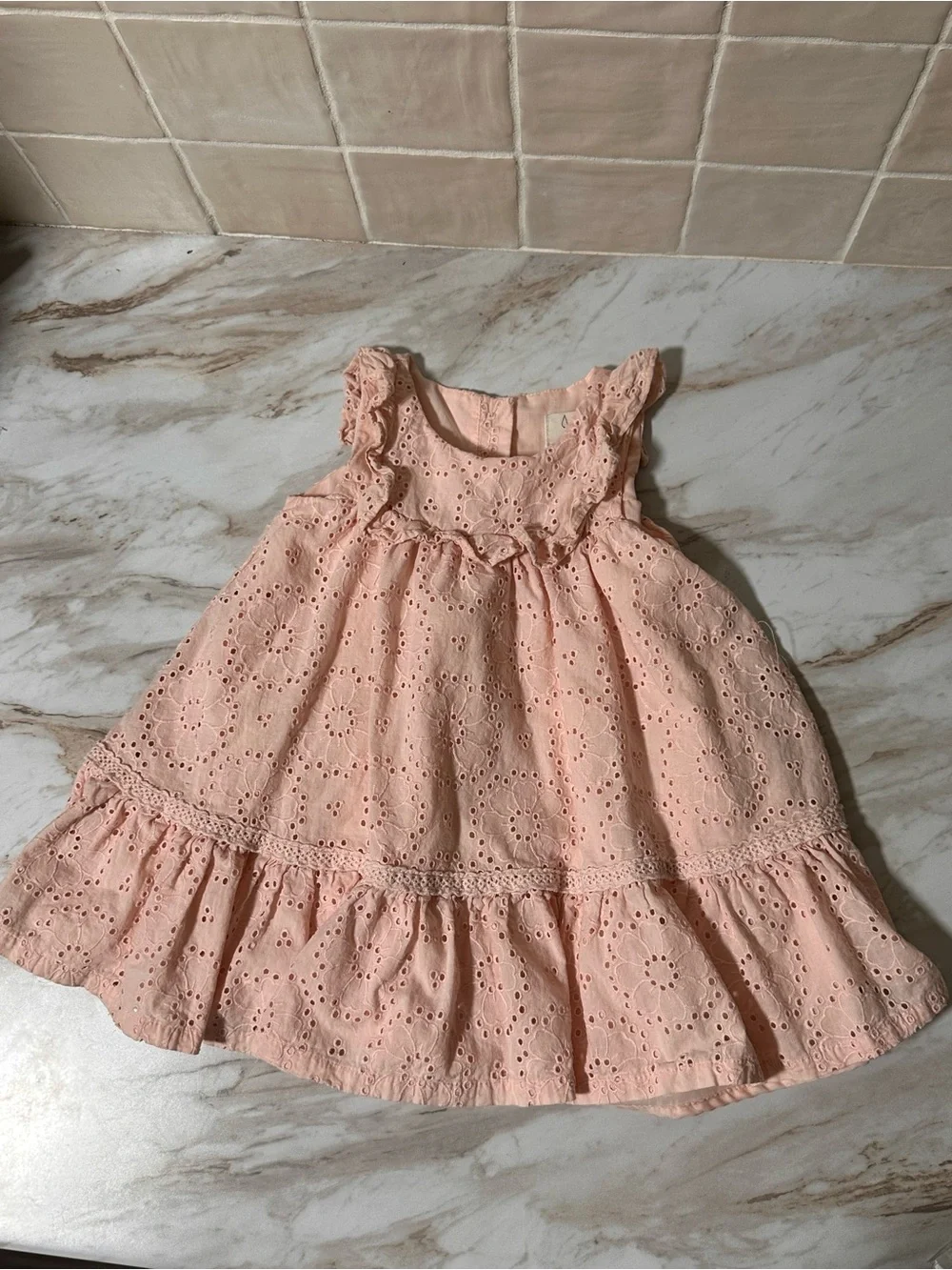 Joie Baby Girls Pink Eyelet Ruffle Tiered Dress 18-24M